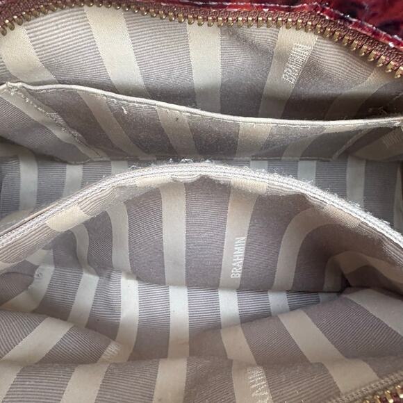 Brahmin Purse Melbourne Crossbody Pecan Cream Small Croc Embossed Leather Bag - Picture 11 of 16